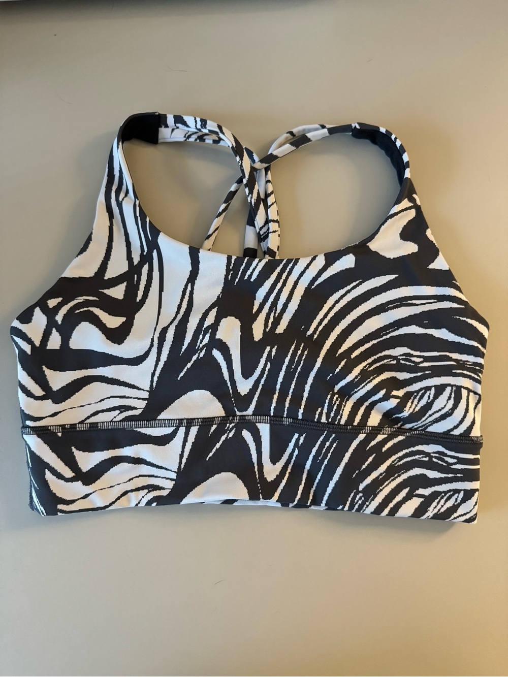 lululemon athletica Black and White Patterned Strappy Sports Bra
